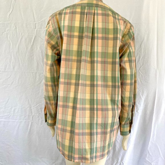 Vintage Light Pink Green and Yellow Plaid Button Down - Jeffrey Banks - Picture 4 of 7